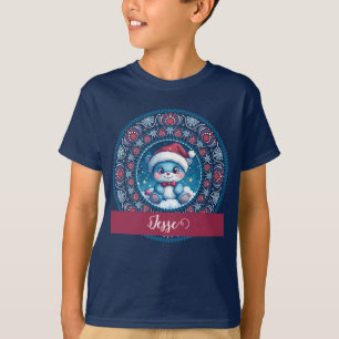 T-shirt Noël personnalisé Kawaii Ours Dot Mandala