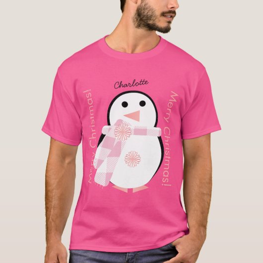 T-shirt Noël personnalisé Pingouin mignon (Devant)