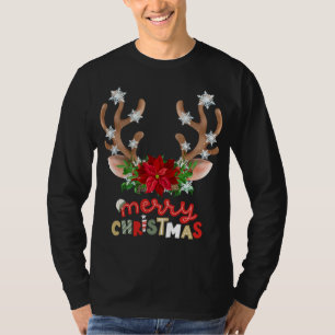 T-shirt Noël Poinsettia Fleurs Reindeer Famille Match