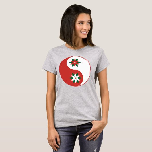 T-shirt Noël Poinsettia Yin Yang (Devant entier)