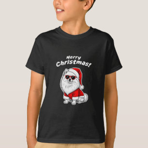 T-shirt Noël Pomeranian Drôle Santa Chien Mignon Vacances