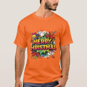 T-shirt Noël Pop Art Comic Explose (Devant)