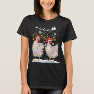 T-shirt Noël Poulet Hen Arbre Lumières Noël Drôle Poumon