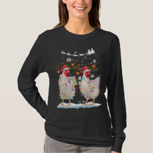 T-shirt Noël Poulet Hen Arbre Lumières Noël Drôle Poumon