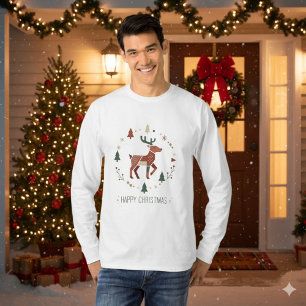 T-shirt Noël Renne Géométrique Nordique