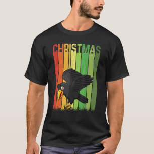 T-shirt Noël Rétro Corbeau Mignon Groupe Assorti Xmas Hol