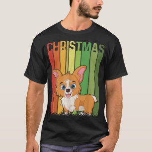 T-shirt Noël Rétro Corgi Chien Groupe Adéquation Mignon Xm