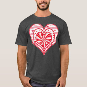 T-SHIRT NOËL ROUGE ET SUCRE DE CANNE BLANC MOTIF COEUR 2