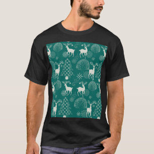 T-shirt Noël rouge festif, forêt d'hiver.