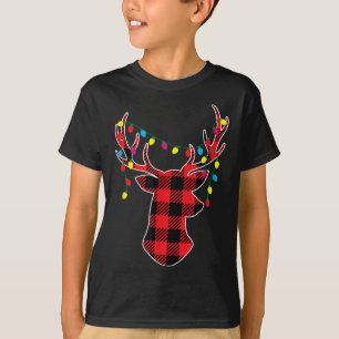 T-shirt Noël Rouge Noir Buffalo Carreaux Cerf Femmes Homme