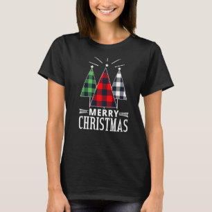T-shirt Noël Rouge Vert Plaid Père Noël Tree Noël Noël