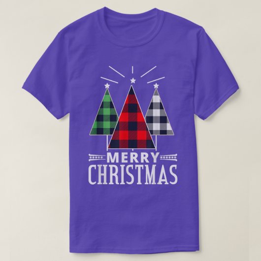 T-shirt Noël Rouge Vert Plaid Père Noël Tree Noël Noël (Design devant)