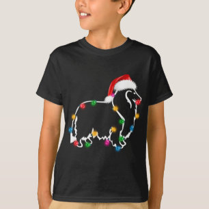 T-shirt Noël Rough Collie XMAS Lumières Santa Hat Funny