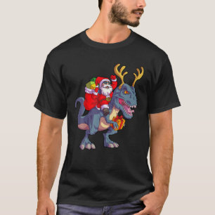 T-shirt Noël Santa à cheval Dinosaur Deer Xmas Enfants