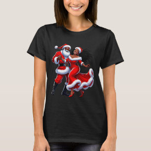 T-shirt Noël Santa africain Mme Claus dansant africain 
