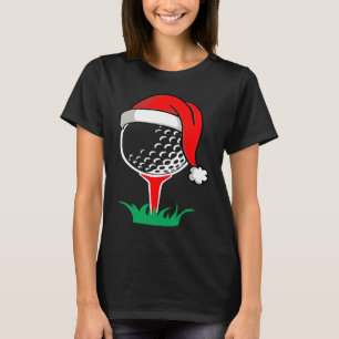T-shirt Noël santa chapeau de golf bâton de golf