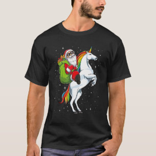 T-shirt Noël Santa Cheval Licorne Filles Enfants Wo