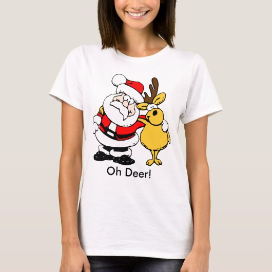 T-shirt Noël Santa Claus aux femmes cerfs (Devant)