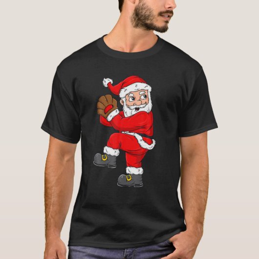 T-shirt Noël Santa Claus Baseball Pitcher Boys T Enfants (Devant)