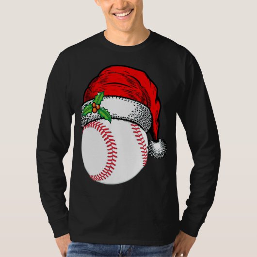 T-shirt Noël Santa Hat Baseball Sport Drôle Cadeau (Devant)