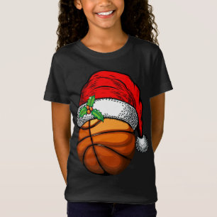 T-Shirt Noël Santa Hat Basketball Sport Drôle Cadeau