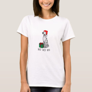 T-shirt Noël Santa Hat Chien dalmate (noir 1) mignonne