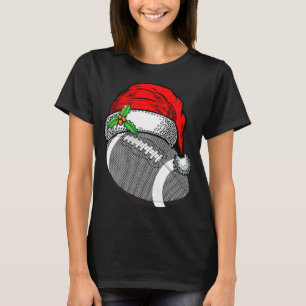 T-shirt Noël Santa Hat Football Sport Drôle Cadeau