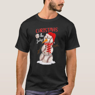 T-shirt Noël Santa Hat Golf Snowman Noël Juillet