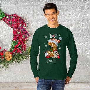 T-shirt Noël Santa Hat pain d'épices Alphabet G Hommes