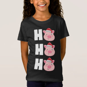 T-Shirt Noël Santa Hat Pyjama Top Drôle Mignonne Cochon Ca