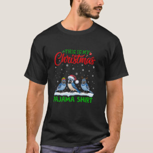 T-shirt Noël Santa Hat Reindeer Blue Jay Bird Christmas Pa