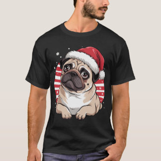 T-shirt Noël Santa Pug Joyeux Pugmas Chapeau de Santa Mign