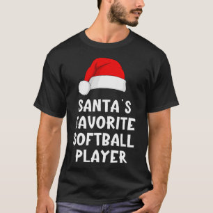 T-shirt Noël Santa's Préféré Joueur de Softll Drôle de Xma