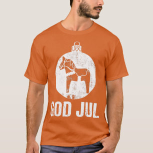 T-shirt Noël Scandinave Dala Horse Ornement Dieu Jul