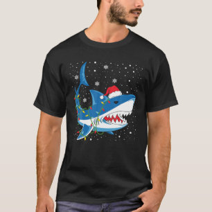 T-shirt Noël Shark Santa Chapeau Jumeaux requins