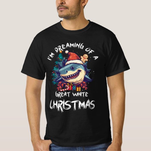 T-shirt Noël Shark Santa Chapeau Noël Père Noël Jaws Funny (Devant)