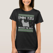 T-shirt Noël Shih Tzu À Travers La Neige (Devant)