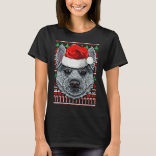T-shirt Noël Sibérie Husky Santa Hat
