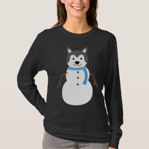 T-shirt Noël Sibérie Husky Snowman Chien Teg Xmas