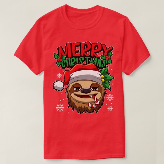 T-shirt Noël Sloth Sweet Christmas Animaux Lazy (Design devant)