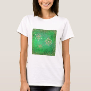 T-shirt Noël Snowflakes Parties scintillant verte et or