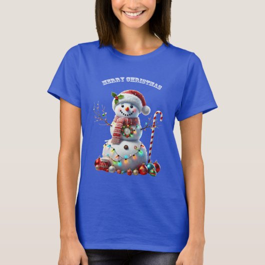 T-shirt Noël Snowman avec Décorations URM (Devant)