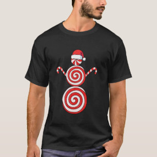 T-shirt Noël Snowman Peppermenthe Candy Long Sleeve T S