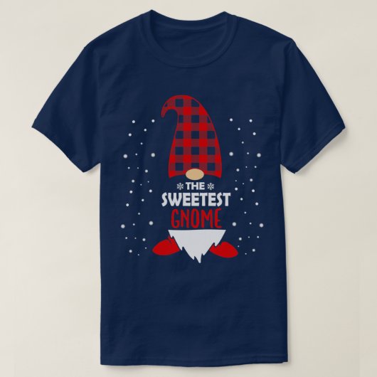 T-shirt Noël Soeur Gnome Cadeau Red Plaid (Design devant)