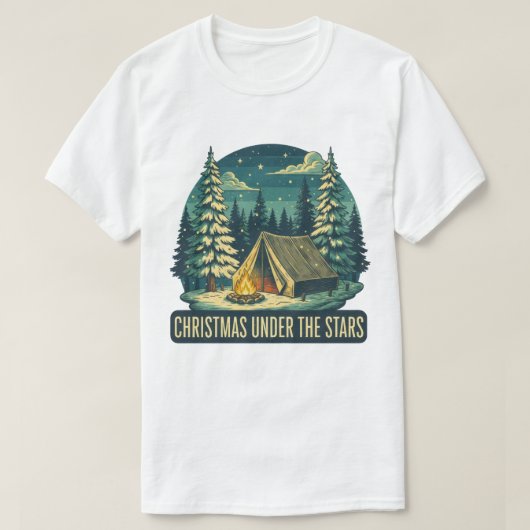 T-shirt Noël Sous les étoiles Scène de camping (Design devant)