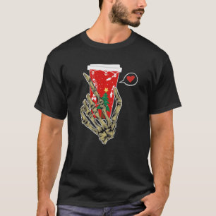 T-shirt Noël Squelette Main Boire Café Latte Paja