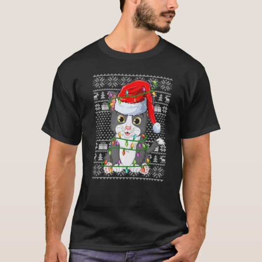 T-shirt Noël Style Pull Ugug Xmas Lumières Santa Chat (Devant)
