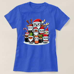 T-shirt Noël Sushi Festive Fête Conception des aliments de