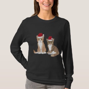 T-shirt Noël Tabby Kitten Rouge Santa Chapeau Meow Mignonn