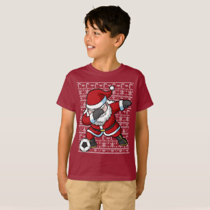 T-shirt Noël tamponnant du père noël du football
